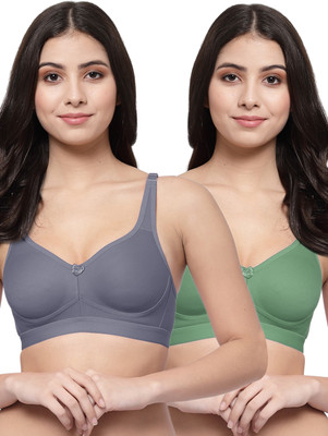 COLLEGE GIRL FullOn CG1215 T Shirt Plus Size Women Minimizer Lightly Padded Bra(Grey, Green)