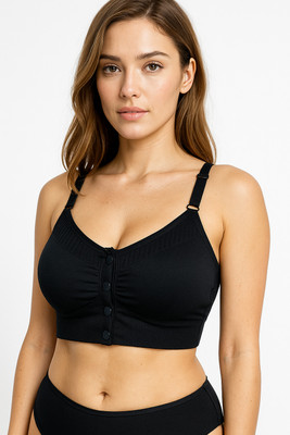ZebaCreation 1018Blackbutton Women Sports Lightly Padded Bra(Black)