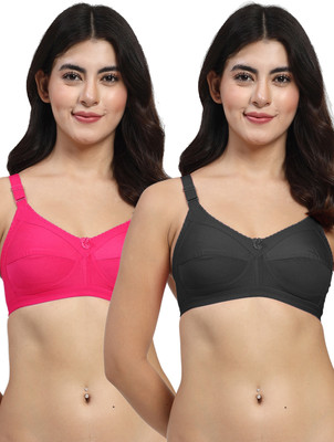 LILY C703 Women Minimizer Non Padded Bra(Black, Pink)