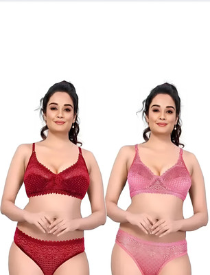 Velvra Women Everyday Non Padded Bra(Maroon, Pink)