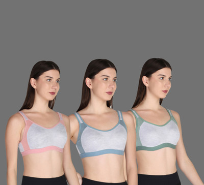 ASHMIRAS Women Non Padded Sports Bra Women Full Coverage Non Padded Bra(Multicolor)