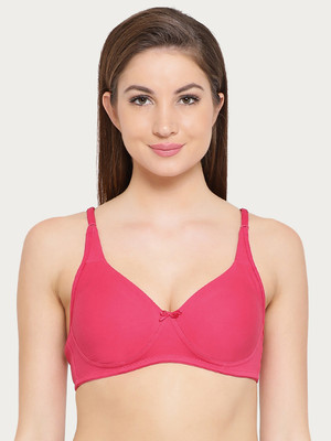 Clovia Cotton Rich Non-Padded Non-Wired Bra With Double Layered Cups Women Full Coverage Non Padded Bra(Red)