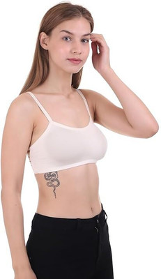 Xyra Flexi Fit Women's Lightly Padded Pure Cotton 6 Strap Sports Short Bralette Bra Women Sports Lightly Padded Bra(White)