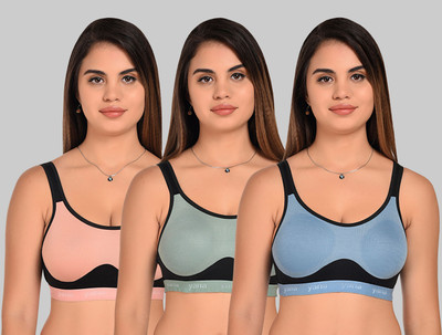 Zivosis Women Sports Non Padded Bra(Light Blue, Light Green, Pink)