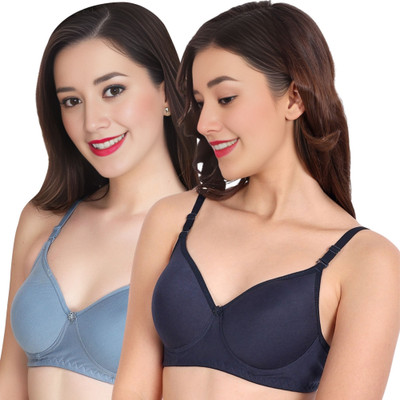 Liigne Women Everyday Non Padded Bra (Pack Of 2) for T-Shirt Saree Dress Sports Garment Women T-Shirt Non Padded Bra(Grey)