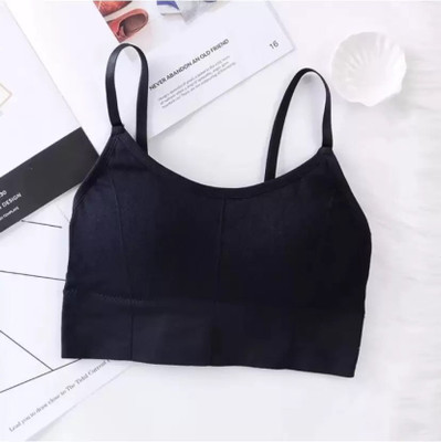S Creation Women's Multicolor Lightly Padded Sports Bra | Cotton Blend Comfort Fit. Women Cami Bra Lightly Padded Bra(Black, Brown)