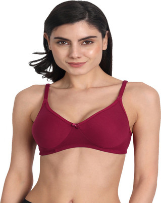 Aimly Aimly Women's Cotton Molded Seamless Removable With Transparent Strap Bra Women Everyday Non Padded Bra(Maroon)