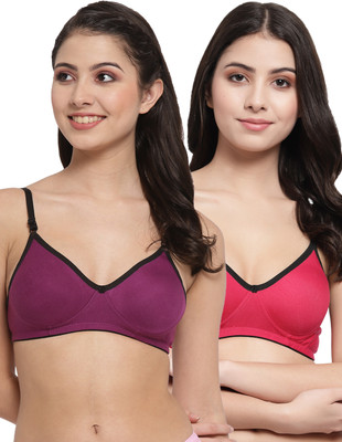 Docare M2Mino Women T-Shirt Non Padded Bra(Purple, Pink)