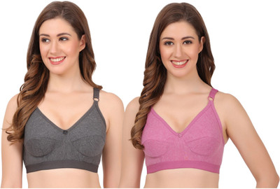 Wonkey Double Layer Cotton Blend Women Full Coverage Non Padded Bra(Multicolor)
