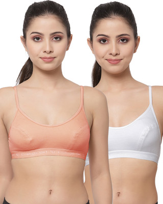 COLLEGE GIRL SB08 Women Sports Non Padded Bra(Orange, White)