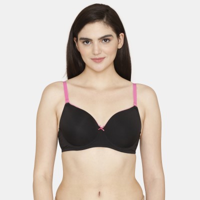 ZIVAME Women T-Shirt Lightly Padded Bra(Black)