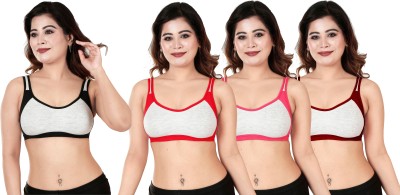 MUSIFASH SRP11121315_Black,Pink,Maroon & Red Women Sports Non Padded Bra(Multicolor)