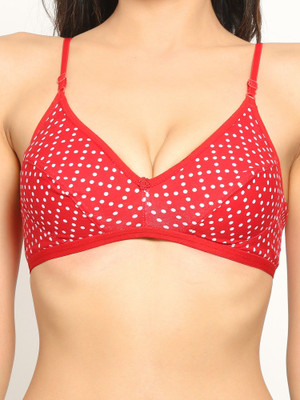 Aimly Aimly Women's Cotton non-Padded Non-Wired Printed Bra Women T-Shirt Non Padded Bra(Red)