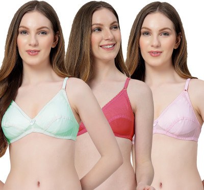 LILY anwahb Women Everyday Non Padded Bra(Green, Maroon, Pink)