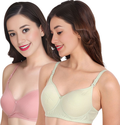 Liigne Women Everyday Padded Bra (Pack Of 2) for T-Shirt Saree Dress Sports Garment Women Full Coverage Lightly Padded Bra(Pink)