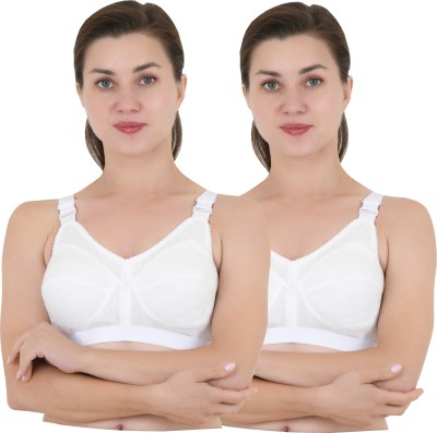 GelxmoNet non padded bra white cotton bra cotton bra full coverage cotton bra women bra Women Full Coverage Non Padded Bra(White)
