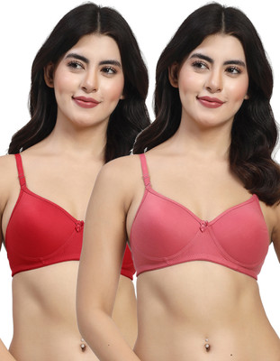 LILY mfruomalg Women T-Shirt Lightly Padded Bra(Maroon, Maroon)