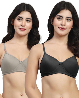 LILY maofcigamMino Women T-Shirt Heavily Padded Bra(Black, Grey)