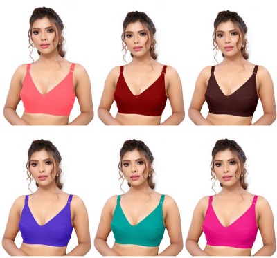 Ved Enterprise Women's Full Comfortable Cotton Blend Chami Bra In Multicolor And 36A Size Women Everyday Heavily Padded Bra(Multicolor)