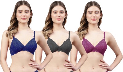 samvar Padma Bra Women Minimizer Lightly Padded Bra(Blue, Black, Purple)