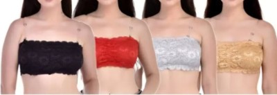 GURU TEG BEAUTY Women Bandeau/Tube Lightly Padded Bra(Red, Beige, Black, Grey)