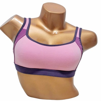 P-Yog Non Padded Sports Bra Full Coverage for Women's/Girls(Gym,Yoga,Running,Workout) Women Everyday Non Padded Bra(Pink, Beige)