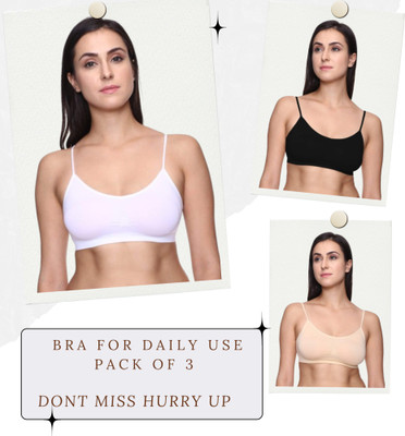 Creative Universal Sports And Gym Bra For Womens Pack Of 3 Women Sports Non Padded Bra(Multicolor)