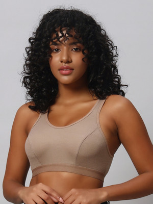 SFCLICK Women Sports Non Padded Bra(Beige)