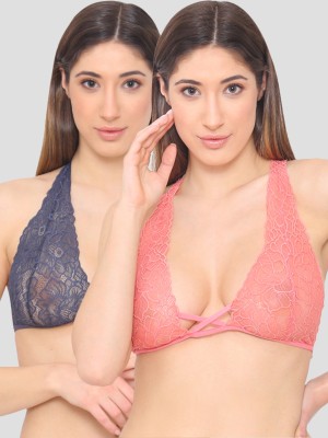 N-gal N-Gal Lace T-Strap Stylish Back Bralettes Bra Pack Of 2 Women Plunge Non Padded Bra(Multicolor)