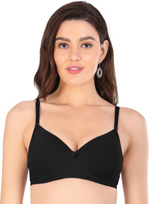 Arc de Shapes Lycra Lightly Padded Everyday T-Shirt Bra with Detachable Straps Women Push-up Lightly Padded Bra(Black)