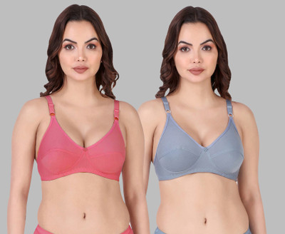 samvar Women Minimizer Non Padded Bra(Red, Blue)