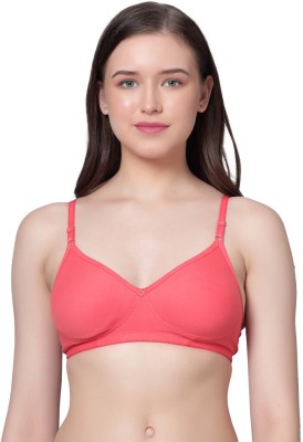 Aimly Women's Cotton Seamless Non-Padded Moderate Coverage Regular Bra Pack of 1 Women Push-up Non Padded Bra(Pink)