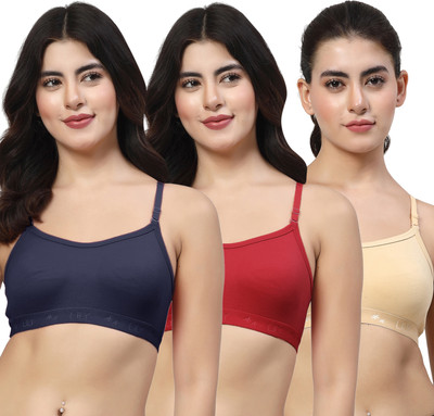 LILY 3321Mino Women Sports Non Padded Bra(Dark Blue, Maroon, Beige)