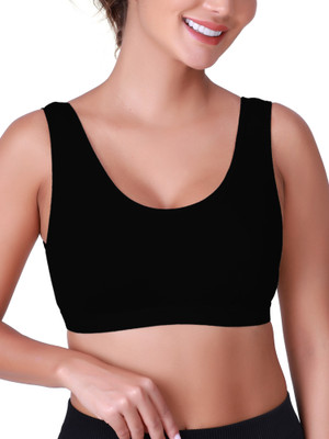 SKDREAMS Women T-Shirt Non Padded Bra(Black)