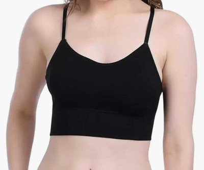 SHENG POIPOURRJ Women Bralette Lightly Padded Bra(Black, Green)