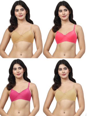 LILY maofcigam Women T-Shirt Lightly Padded Bra(Red, Gold, Pink, Beige)