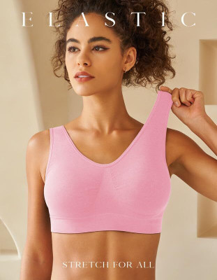 Zylum Fashion Sports Bras for Women Comfortable and Simple Lightweight Soft Breathable Elastic Women Sports Lightly Padded Bra(Pink)