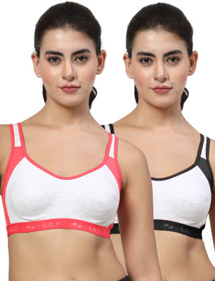 LILY Strops999 Women Sports Non Padded Bra(Red, Black, White)