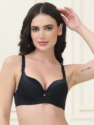 PrettyCat PrettyCat Lightly Padded Underwire T-shirt Bra With Hot Satin Finish Cup Women T-Shirt Lightly Padded Bra(Black)