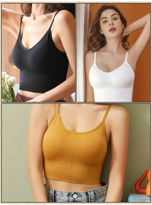 BRANKLY URJA WOMEN SOPRTS LIGHTLY PADDED BRA Women Cami Bra Lightly Padded Bra(Black, White, Gold)