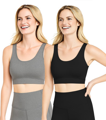 PTELRA Girls Everyday Non Padded Bra(Grey, Black)