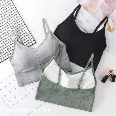 Fashocart Women Cami Bra Lightly Padded Bra Women Full Coverage Non Padded Bra(Black, Green, Grey)