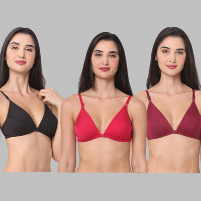 AMOZE Women Soft Half coverage Front Open With Metallic Hooks Women Push-up Non Padded Bra(Multicolor)