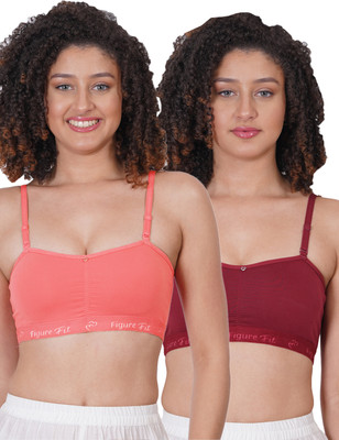FigureFit Alexa Women Sports Lightly Padded Bra(Red, Maroon)