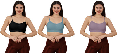 PZ enterprises Women's Cotton Full Comfortable Lightly Padded Pull On Bra For Everyday Wear Women Everyday Lightly Padded Bra(Black, Light Blue, Purple)