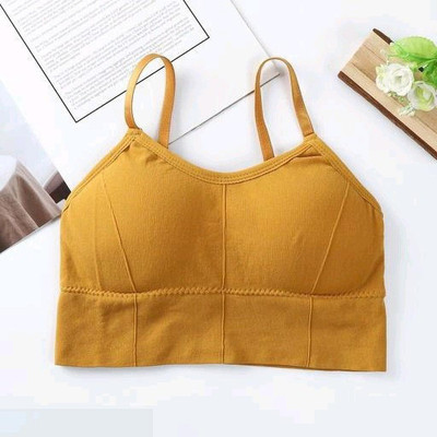 DKOALE Women Cami Bra Lightly Padded Bra(Yellow)