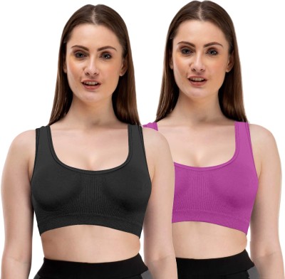 Fashocart Women Sports Non Padded Bra(Black, Purple)