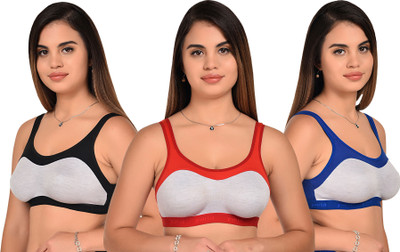 Zivosis Women Sports Non Padded Bra(Black, Red, Blue)