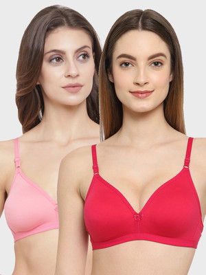 Floret Floret Women Non Padded & Non-Wired Medium Coverage T Shirt Bra Women T-Shirt Non Padded Bra(Pink, Pink)