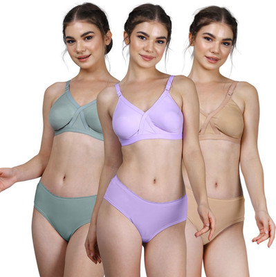 CARLTON LONDON Everday T-Shirt Bra Women Everyday Non Padded Bra(Green, Brown, Purple)